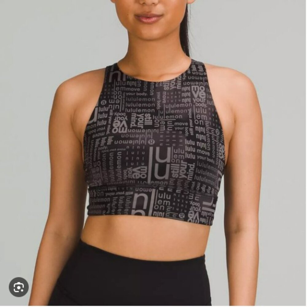 Lululemon Energy High-Neck Longline Bra in Ombre Black Multi